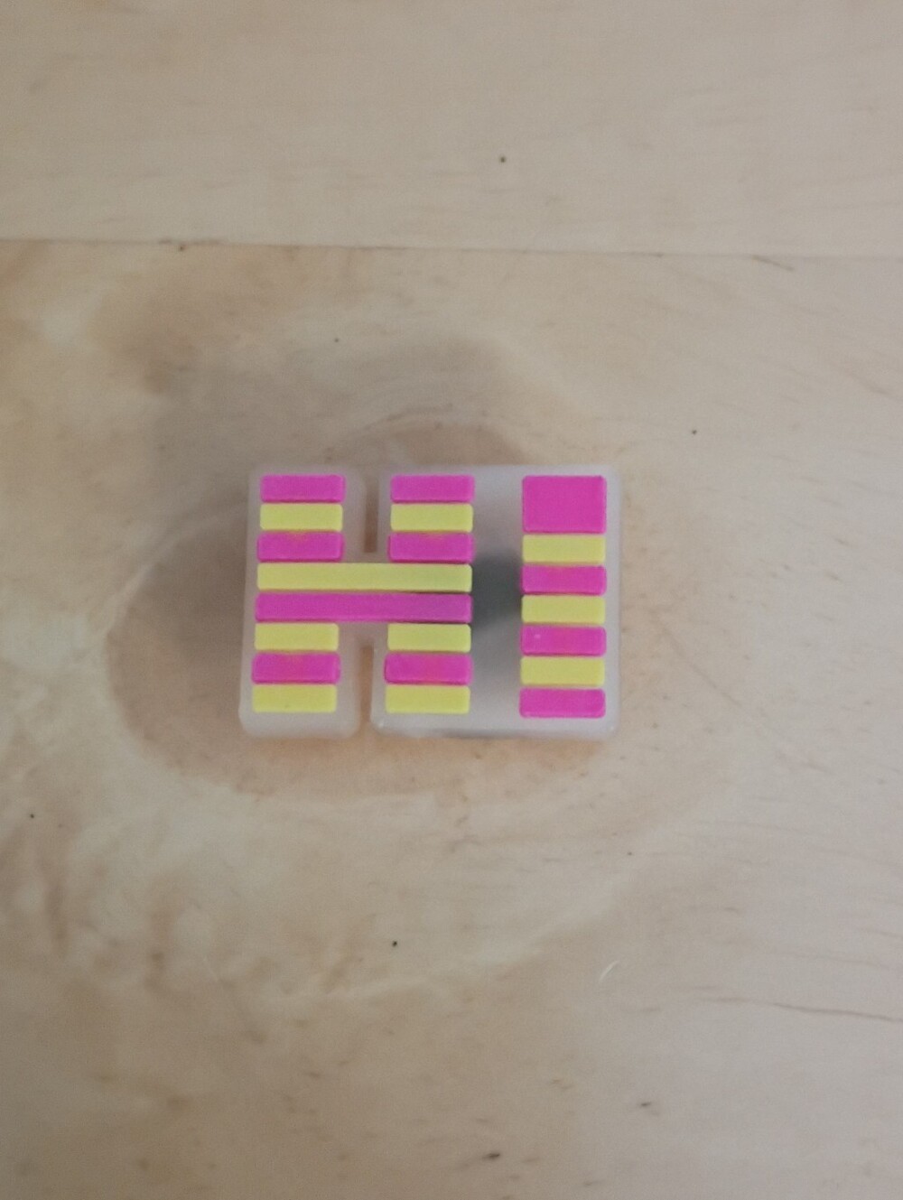 10 for $10 Jibbitz Croc Charm - Luminous 'Hi' Text Pink & Yellow Striped - Glow
